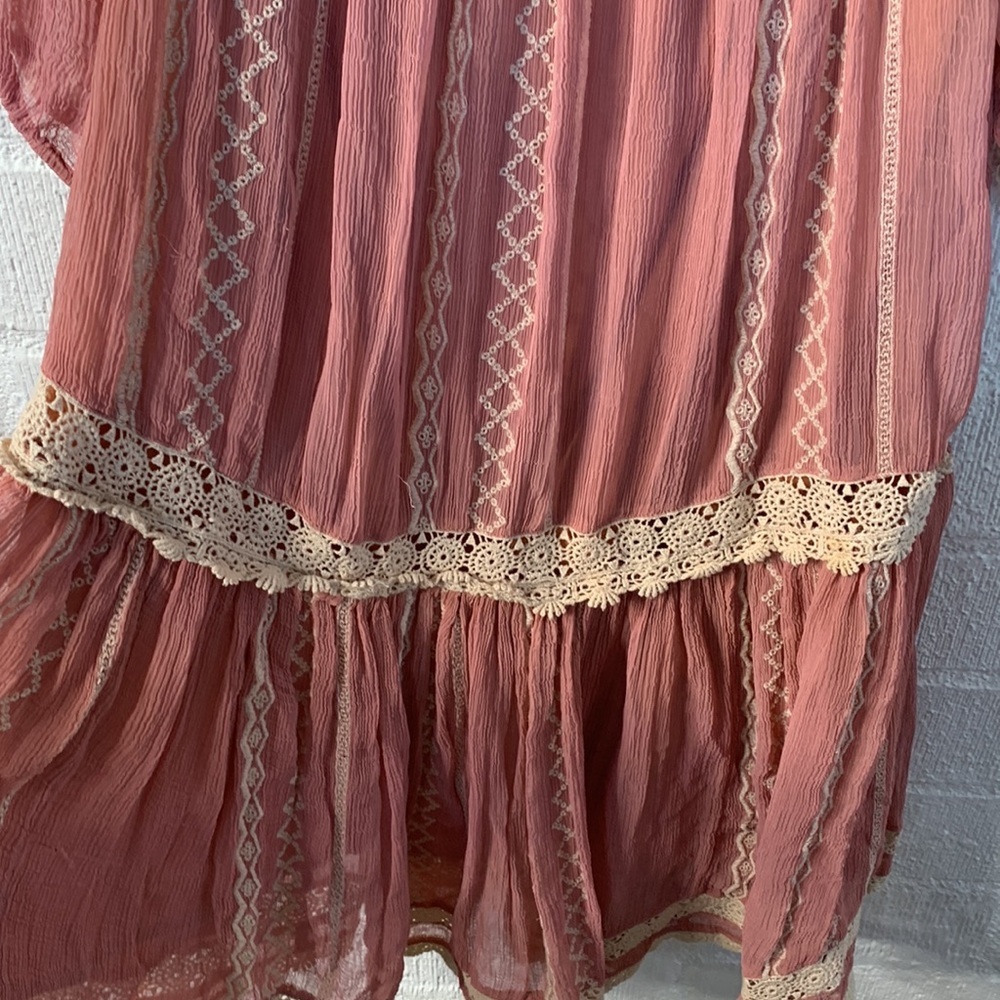 ANTHROPOLOGIE FLOREAT Orchard Off the Shoulder Drop Waist Dress Rose Blush sz M - Picture 7 of 10